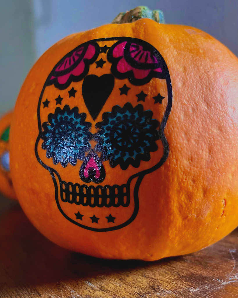 6 CT Painted Día de Muertos (Day of the Dead) Pumpkins