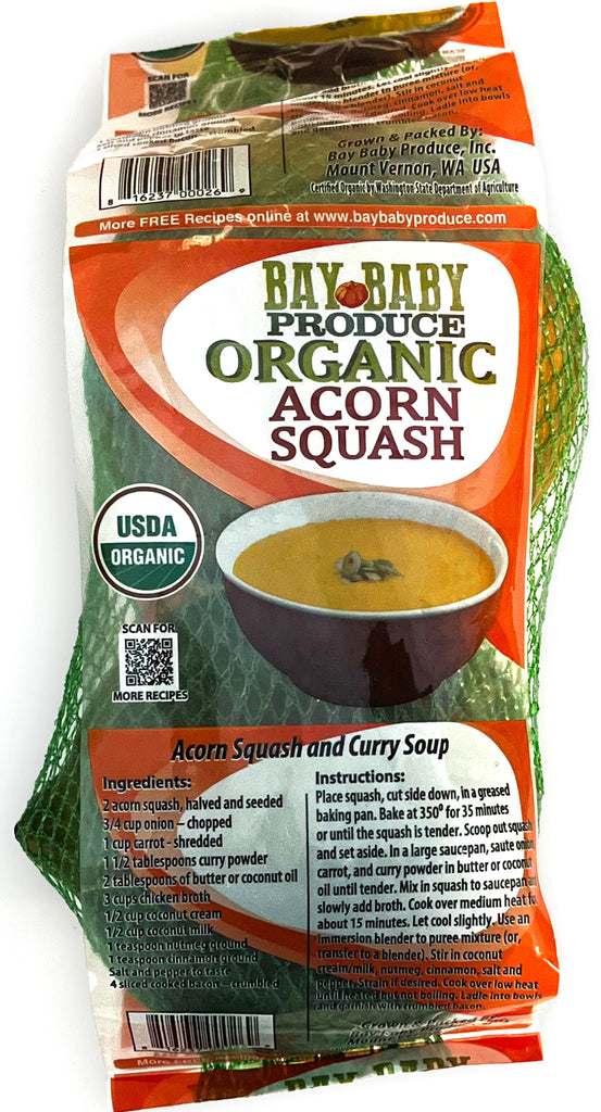 2 CT Organic Acorn Squash with Recipe