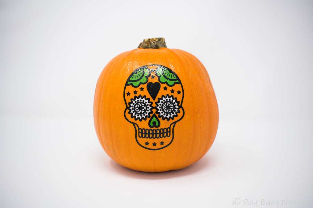 6 CT Painted Día de Muertos (Day of the Dead) Pumpkins